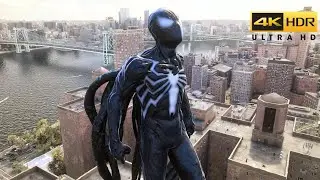 Marvel Spiderman 2 (PS5) Peter Black Suit Open World Gameplay (4K HDR)
