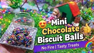 Mini Chocolate Biscuit Balls 🍫✨ | Sprinkles Coated | Miniature Cooking | #nofirecooking 