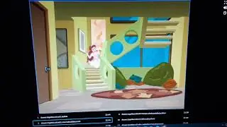 Toot Braunstein knocking Clara to down the stairs.