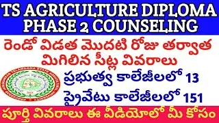 TS AGRICULTURE DIPLOMA SEAT AVAILABILITY POSITION AS ON TODAY