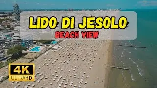 Lido di Jesolo - Beach view from drone 4K (Lido di Jesolo, Italy)