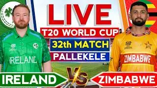 🔴Live: Zimbabwe vs Ireland T20 WC 32th Match | T20 World Cup | Cricket Commentary | Zim vs Ire Live