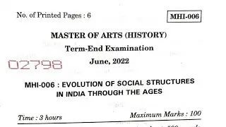IGNOU MHI06 June 2022  term end examination paper