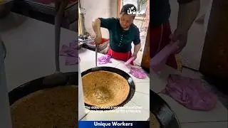 Giant flatbread being flipped - The workers do their job perfectly || #machine #shorts