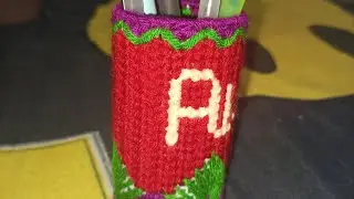 CROSS-STITCH...Making pen stand on canvas #byankita 💫#crossstitch #plasticcanvas #viral 