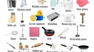 world a to z useful kitchen tools name and photo in English