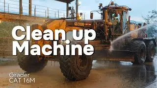 Быстрый способ мытья тяжелого оборудования CAT 16M Motor Grader