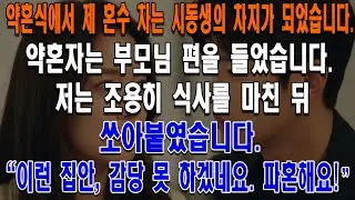 약혼식에서 시댁은 제 혼수 차를 시동생에게 주겠다고 선언했고, 약혼자는 부모님 편을 들었습니다.저는 조용히 식사를 마친 뒤 쏘아붙였습니다.이런 집안, 감당 못 하겠네요. 파혼해요!