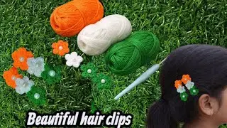 Happy republic day/tricolour hair clip/hair accessories/handmade hair accessories/diy gifts#crochet 