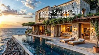 Luxury Seaside Villa with Infinity Pool & Ocean Views&ndash;Relaxing Bossa Nova Jazz at Sunset