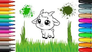Cute Baby Goat Coloring Time! Learn Farm Animals Colors 🐏 Coloring a Little Goat! Easy Step-by-Step