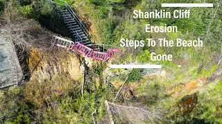 Cliff Erosion at Shanklin Beach Steps - 4K Drone View of Appley Steps
