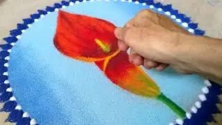 Flower rangoli design | Poster rangoli | फुलांची रांगोळी सोपि | easy rangoli