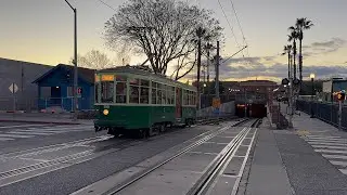 VTA Holiday Trolley exiting San Jose Diridon Portal at Sunset 