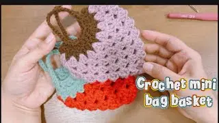 Quick & Easy Crochet Mini Bag Basket#crochet #beginnersstitch #crochetbag #diy #fypviral #crocheting