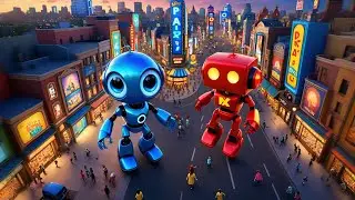 Four Little Robots Beep and Spin | Robot Song for Kids | Counting & Tech Rhymes