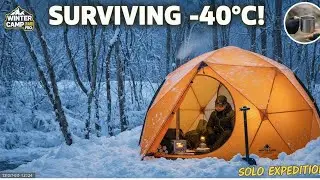 Cozy Transparent Hot Tent Camping During a Snowstor🌨️ | Wood Stove ASMR🏔️🏞️