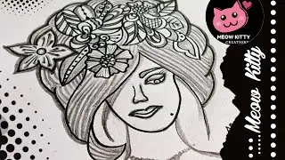 Cutie Pie😇 @Meow Kitty Creations | Fancy Look | Draw a girl face | Pencil Sketches