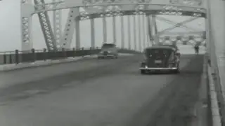 Pattullo Bridge under construction in 1936/1937 and then crossing the open bridge in 1937