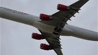 European Cargo Airbus A340-600 Takeoff from London Heathrow Airport - RW27L - 28th July 2023