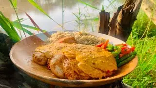 Grill Chicken with Moroccan Sauce & Garlic Butter Rice | Outdoor Cooking