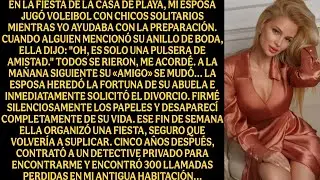 En la fiesta de la casa de playa mi esposa jugó voleibol con chicos solitarios...