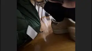 Class shoeplay and candid feet in socks of my friend, part 3