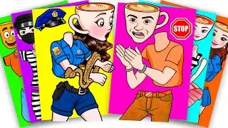 POLICE ITALIAN BRAINROT GIRL BALLERINA CAPPUCCINA IN DANGER and TUNG TUNG SAHUR | Sticker Book DIY