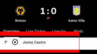 Jonny Castro Goal Vs Aston Villa | Wolves Vs Aston Villa | 1-0 |