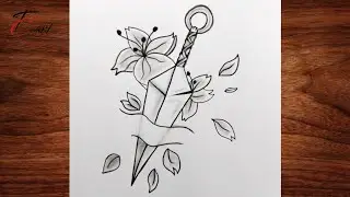 How To Draw A Kunai Flower Knife Drawing || Knife Easy Way Step by Step Drawing / Easy Drawing