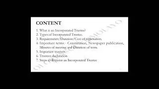 HOW TO REGISTER AN INCORPORATED TRUSTEE - START A CAC AGENCY BUSINESS - OUTLINE 6