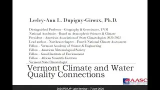 Vermont Climate and Water Quality Connections