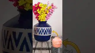 How to Reuse old Matka Pot to a beautiful flower Vase using simple painting techniques masking tape