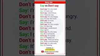 Say This Instead! | Improve Your English Vocabulary | Learn and Success