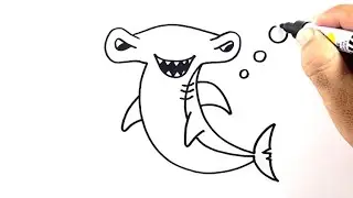 How to Draw a HAMMERHEAD SHARK easy drawing step by step