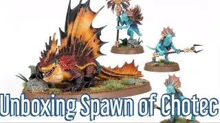 Unbox and build the Spawn of Chotec, Seraphon.