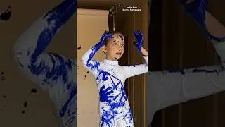 WE PAINTED THIS BALLERINA BLUE&hellip;KLEIN BLUE 😱💙 #painting #paint #artist #shorts