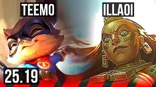 TEEMO vs ILLAOI (TOP) | 6 solo kills, Dominating | KR Master | 25.19