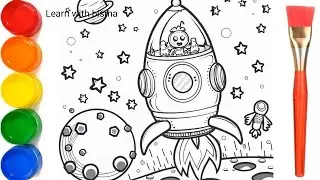 How to Draw space shuttle drawing, Painting and Coloring for Kids & Toddlers | Draw, Paint and Learn
