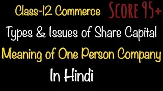 #2 Types of Share Capital Class12 in hindi what is One Person Company meaning Issue of Share Capital