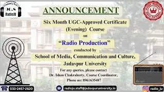 Announcement || Radio Production Course 2024 || Jadavpur University