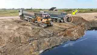 Amazing Project Huge Size Filling Up Land Make Expand Road In Water By Bulldozer Komatsu D58 Push