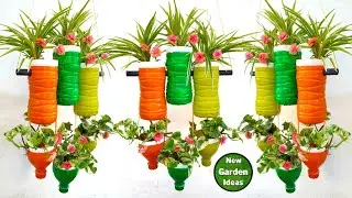 plastic bottle garden ideas//hanging plant pots//vertical garden