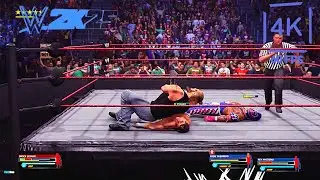 WWE 2K25 | Брок Леснар против Эдди Герреро и Рея Мистерио | Матч 1 против 2 с гандикапом | 4K 60 ...