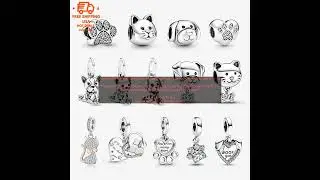 1005002656022547 Original 925 Sterling Silver Charm Love Dog Puppy Cat Paw Pendant Char