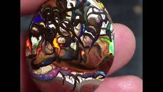 A flashy Koroit opal cab from The Comet opal mine -