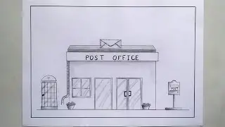 Post Office Drawing || How to Draw Post Office Simpale and Easy || Pencil Drawing