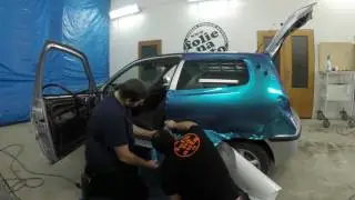 Folienaauto.cz - Kdyně celopolep VW Polo 6N2 Chamo Oracal 970 - 989 Turquoise Lavender