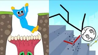 Hugy's Funny Animated Story vs Ragdoll Break: Kick Loser - Satisfying ASMR Gameplay All Levels