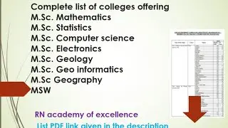 CPGET 2020| Colleges offering Mathematical sciences &  earth sciences | MSW, M.Sc. Mathematics